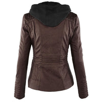 Elegante chaqueta de cuero con solapas y corte recto para mujer