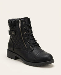 Botines de cuero de tacón ancho con cremallera lateral para mujer
