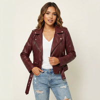 Chaqueta biker de polipiel mujer con solapas y bolsillos