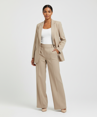 Traje de chaqueta de dos piezas con solapas y manga larga para mujer