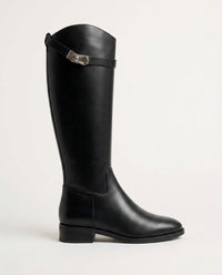 Botas altas de tacón ancho con hebilla para mujer