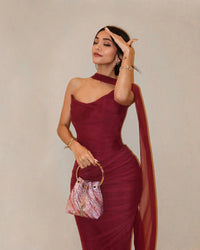 Vestido largo palabra de honor de invitada de boda para mujer