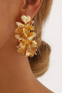 Pendientes en forma de C con diseño floral para mujer