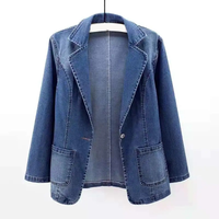 Refinado blazer vaquero entallado con solapa y estilo smart casual