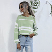 Sudadera de mujer a rayas de corte amplio con mangas modernas