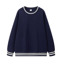 Sudadera de mujer sin capucha deportiva con rayas en contraste