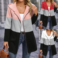 Sudadera de mujer con capucha y cremallera de diseño color block