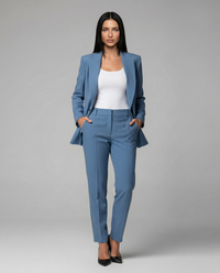 Conjunto mujer de blazer y pantalones rectos con solapa de muesca