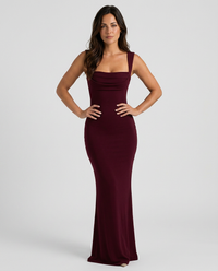 Vestido largo holgado con escote cuadrado y sin mangas para mujer