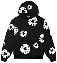 Sudadera de mujer con capucha de estampado denim