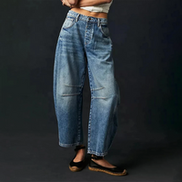Estilosos vaqueros anchos baggy de corte cómodo con denim elástico