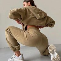 Conjunto de chándal mujer deportivo de corte amplio con sudadera y pantalón jogger