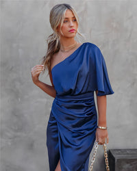 Elegante vestido de fiesta de noche de un solo hombro | Maxi