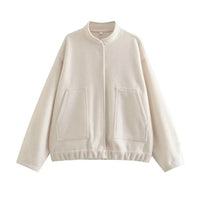 Estilosa chaqueta bomber vintage holgada de tejido suave y transpirable