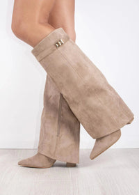 Botas altas de tacón con caña arrugada para mujer