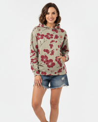 Sudadera de mujer con capucha de estampado floral y corte cómodo