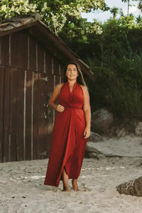 Elegante vestido cruzado multiposición de fiesta y noche con ajuste regulable | Maxi