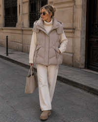 Chaleco de mujer con capucha desmontable y corte oversize