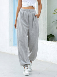 Relajados pantalones jogger baggy de tiro alto con puño elástico y bolsillos
