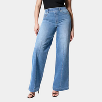 Refinado pantalón vaquero de tiro alto con pierna ancha y tacto elástico