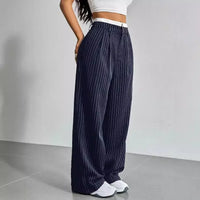 Elegantes pantalones anchos baggy de pinzas y tiro alto con caída fluida