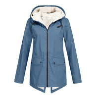 Abrigo de mujer tipo anorak impermeable con capucha ajustable y forro cálido
