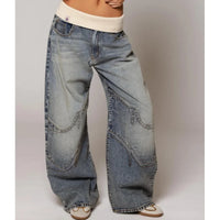 Relajado pantalón vaquero de tiro bajo con pierna ancha y corte oversize
