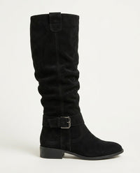 Botas altas de antelina con tacón bajo para mujer