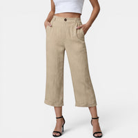 Sin esfuerzo pantalón capri holgado con bolsillos y tejido ligero transpirable
