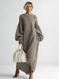 Relajado vestido largo de punto de invierno oversized con manga larga | Maxi