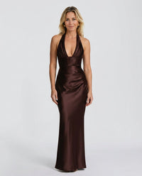 Vestido largo de fiesta fruncido con un solo hombro para mujer