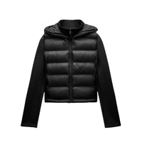 Relajada chaqueta de mujer negra ligera con capucha y cremallera | Otoño