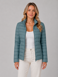 Chaqueta acolchada mujer ligera ajustada con cuello alto
